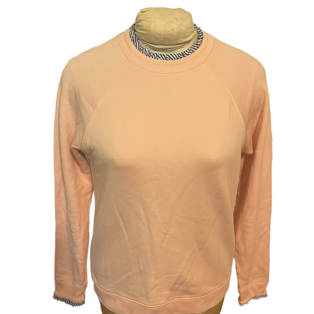 J. Crew Pink Sweatshirt with Striped Ruffle Collar and Cuffs